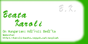 beata karoli business card